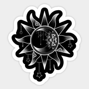 Celestial Sun and Moon Mandala Design Sticker